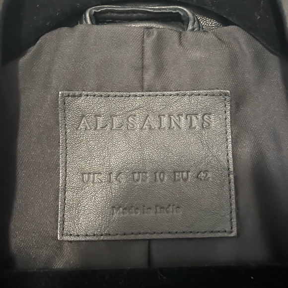 All Saints Fia Leather Biker Jacket UK14/US10/EU42 - Picture 4 of 7